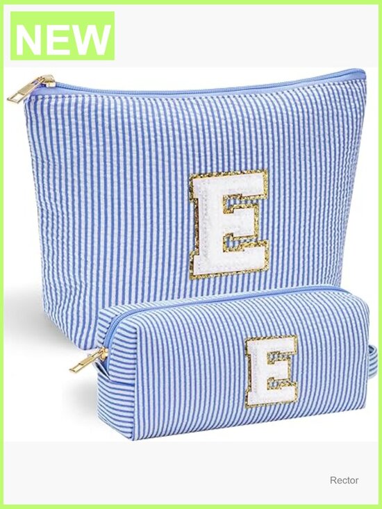 Handbags - Initial Cosmetic Bag Travel Toiletry Pouch with Chenille Letter
